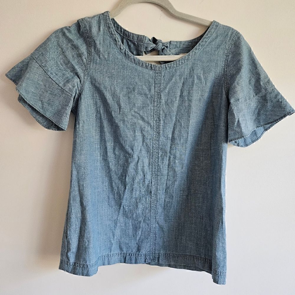 Madewell Chambray Tie-Back Top XXS - Picture 5 of 9